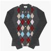 Ganni Women S Argyle Jacquard Polo Knit K2601 920