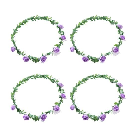 4 шт., корона с цветком розы, цветочный венок для волос для невесты, повязка на голову, гирлянда, головной убор, аксессуары для волос для женщин и девочек, свадебная вечеринка, фестиваль, реквизит для фотосессии