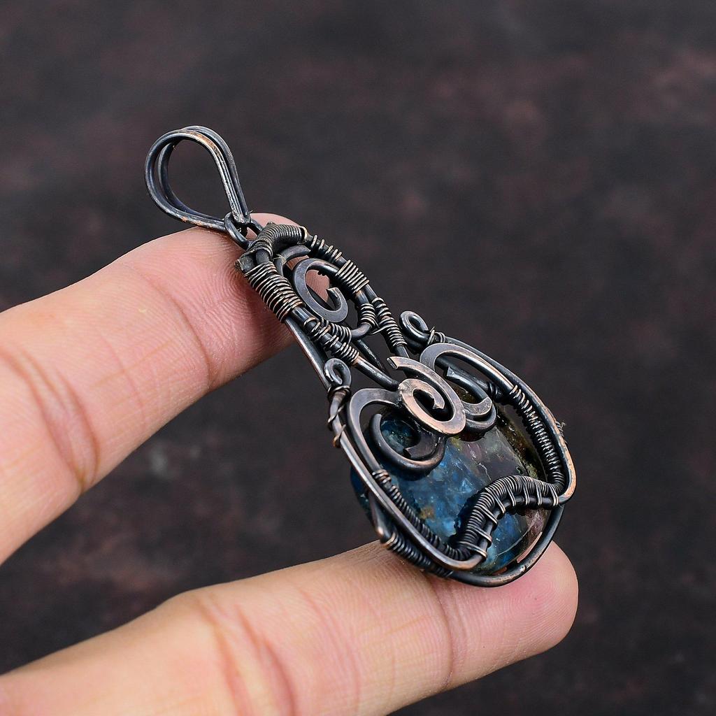 Подвеска с арбузным турмалином, обернутая медной проволокой, подвеска из натурального драгоценного камня, подарок для женщин, подвеска ручной работы, обернутая медной проволокой, ювелирные изделия