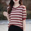 Women Knit T-shirt MODERN NEW SAGA Summer Knitted Shirt Striped Short Sleeve Tees O-neck Pullover Knit Tops