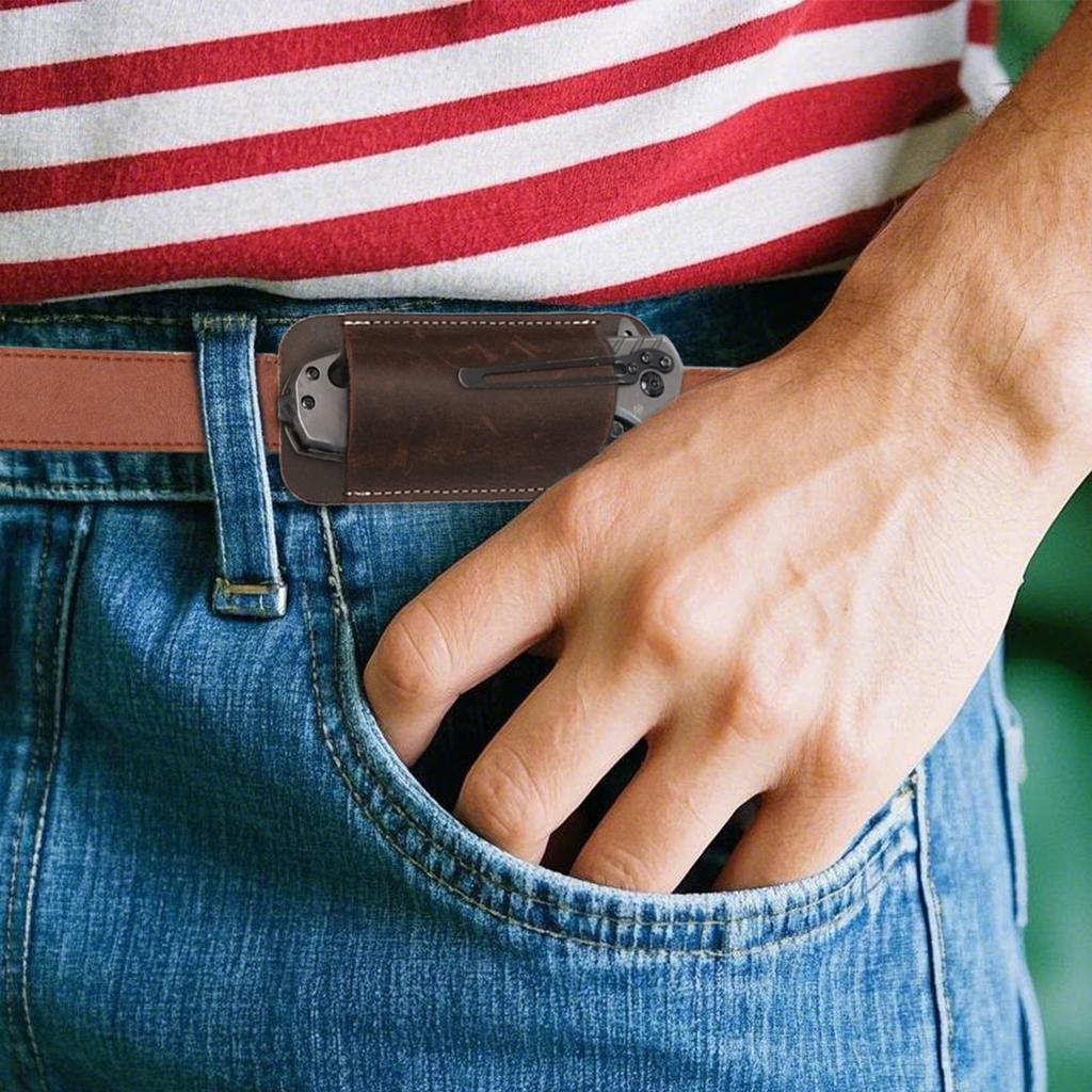 Винтажный кожаный складной чехол для ножа, носимый на поясе, карманный чехол для ножа, защитный чехол для походного ножа