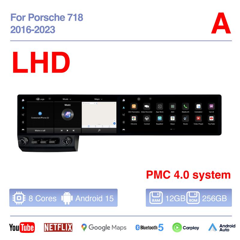 12,3-дюймовый двойной экран Android 15 Для Porsche 718 Boxster 2016-2025 Автомобильная мультимедиа 360 Плеер GPS Навигация Радио Carplay 4G Авто
