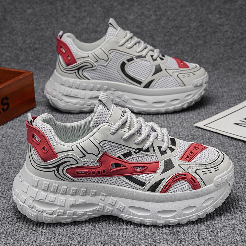 Mens Breathable Mesh Thick Sole Height Increasing Casual Sports Dad Sneakers