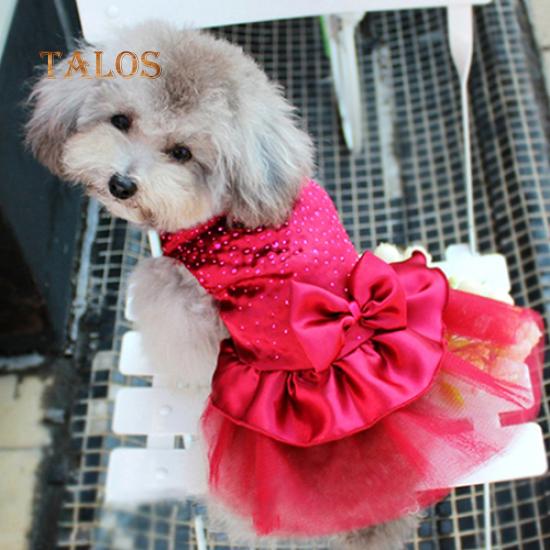 Pet Dog Puppy Bow Gauze Tutu Dress Skirt Cat Sequin Princess Clothes Apparel Comfortable