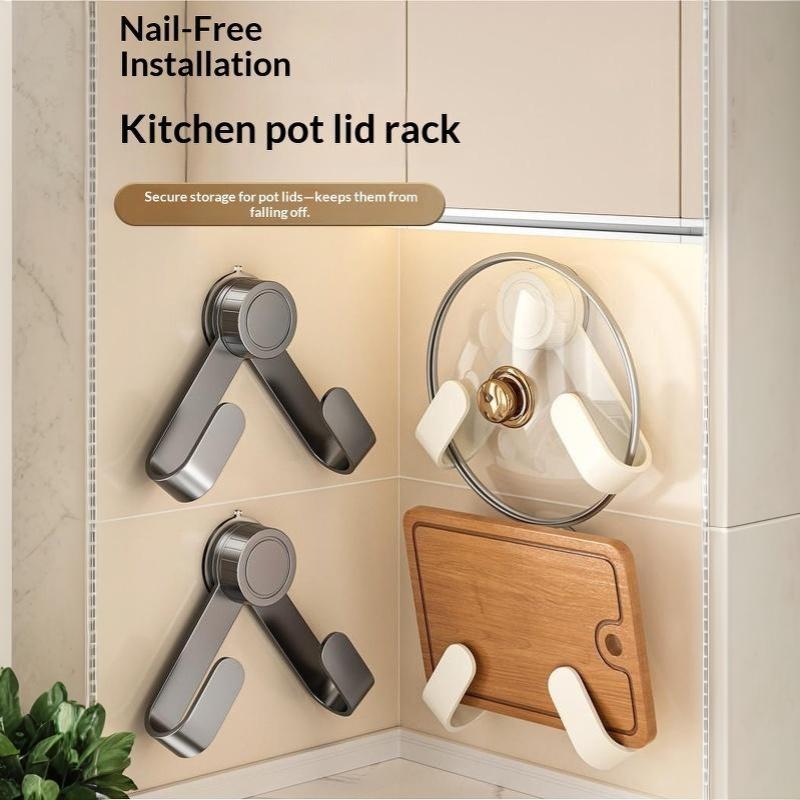 Suction Cup Rotating Pot Lid Holder Waterproof No Drill Wall Cutting Board Storage Rack for Kitchen Storage