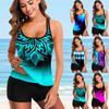 Women Beachwear Tankini Monokini Swimwear Bathing Suit Two Pieces Swimming Suit Sexy Striped Swimsuits Lady Plus Size Tankini Floral Printed Swimdress