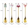 Plated Design Christmas Stirring Spoon 4PCS Set Holiday Tableware Set  New Year Party