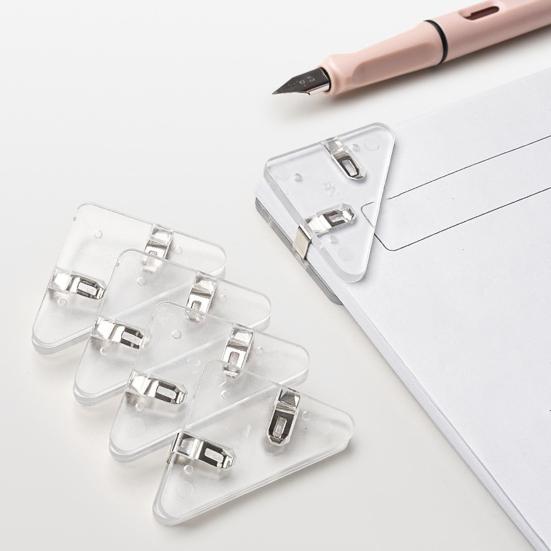 5 шт., прозрачные треугольные угловые зажимы, предотвращающие скручивание книг, многофункциональный файл для документов, угловые зажимы для страниц книги, принадлежности для студентов