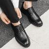 Мужские модные кожаные туфли-броги на шнуровке, повседневная обувь на весну и осень, с круглым носком, на платформе и среднем каблуке, водонепроницаемые мокасины