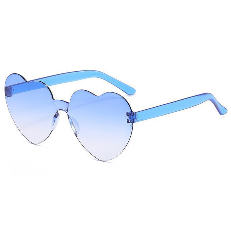 Transparent jelly color love glasses, men's and women's peach heart anti-ultraviolet sunglasses, European and American heart-shaped one-piece sun