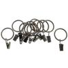 12-pack curtain rings with clips, 25mm curtain rings for hanging curtains - brown 25mm