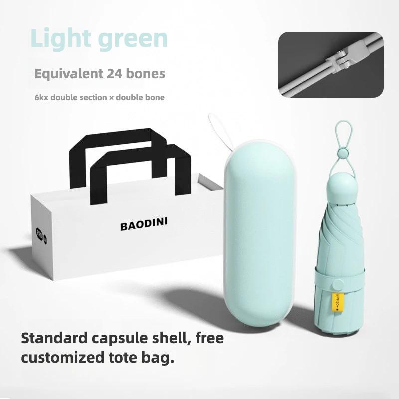 Mini Women Umbrella Small Pocket Five Folding Sunshade Umbrellas Sunscreen UV Protection Capsule Umbrella Sunny and Rainy