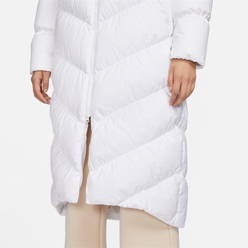 Nike Сплошной цвет с капюшоном Длинный повседневный пуховик Женская верхняя одежда Белый FD8213-100