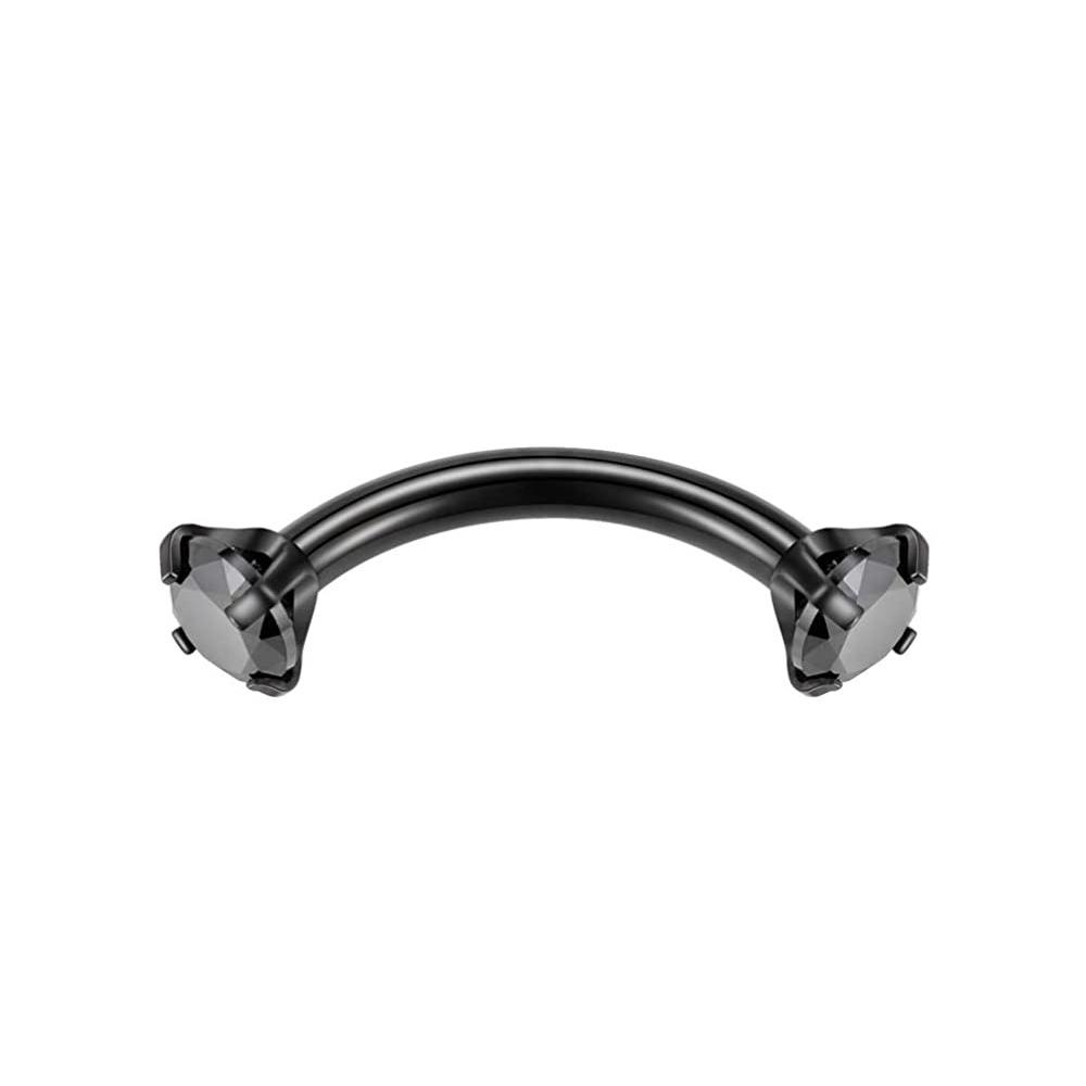 1PC Steel Crystal Gem Eyebrow Ring Tragus Helix Rook Earring Piercings Curved Banana Piercing Lip Helix Rings Jewelry 16G