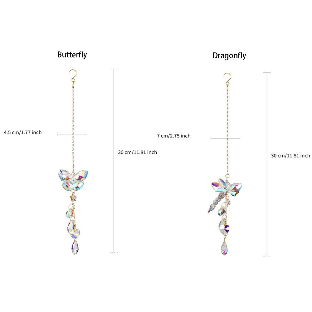Light-catching Butterfly Prism Pendant Handmade DIY Dragonfly Crystal Wind Chime Unique Window Hanging Suncatchers Garden