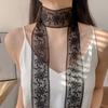 Elegant Lace Floral Tassel Ribbon Women Narrow Long Scarf Office Lady Wrist Headbands Foulard Skinny Neckerchief Decor 6*193cm