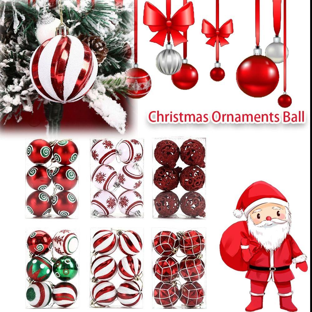 6Pcs 6cm Plastic Christmas Ball Festive atmosphere Painted Hanging Xmas Tree Decor Christmas Ball