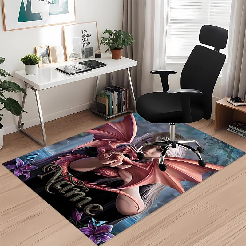 Custom Name Dark Printed Carpet, Rug for Office Chair Living Room Bedroom Kitchen Room Decor Gifts.