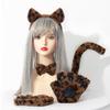 1 Set Cosplay Cat Glove Set with Bow Tie Tail And Adjustable Headband Soft Plush Halloween Performance Prop Comic Expos Photoshoots Accessories