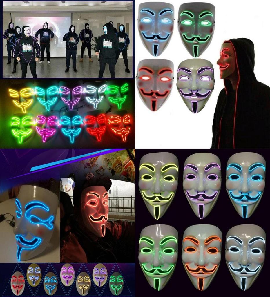 Stunning Led Light Up Mask For Halloween Featuring V For Vendetta Anonymous Design