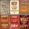 Clear Family Rules Vintage Tin Painting Inspirational Sentence Metal Signs Plaque Wall Decor Poster Home Decoration Accessories