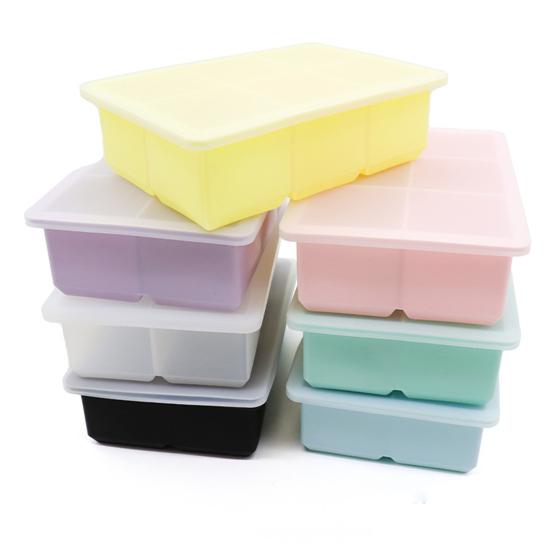 Форма для льда для морозилки 6 глубоких ячеек Толстая герметичная с прозрачной крышкой Пищевая многоразовая Антипригарная Легкое извлечение Расширенное дно Лед