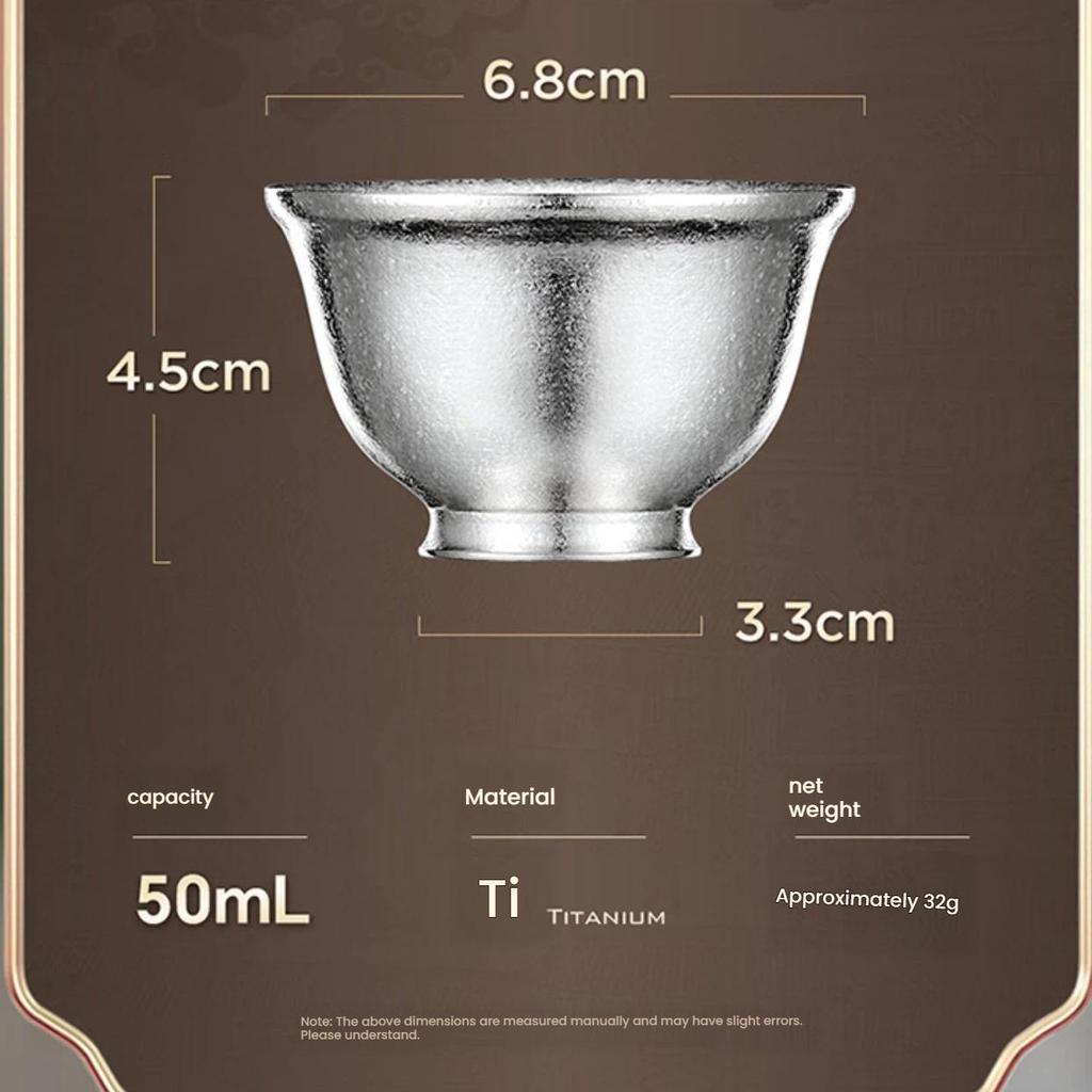 KAMJOVE Pure Titanium Double-Layer Anti-Scald Small Tea Cup Tasting Cup Master Tea Cup Kung Fu Tea Cup Home Use