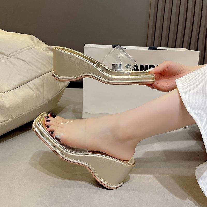 Women's Sandalshigh Heels Slippers  Flip Flops Summer Shoes Pumps Sandalias Transparent Slides Mujer