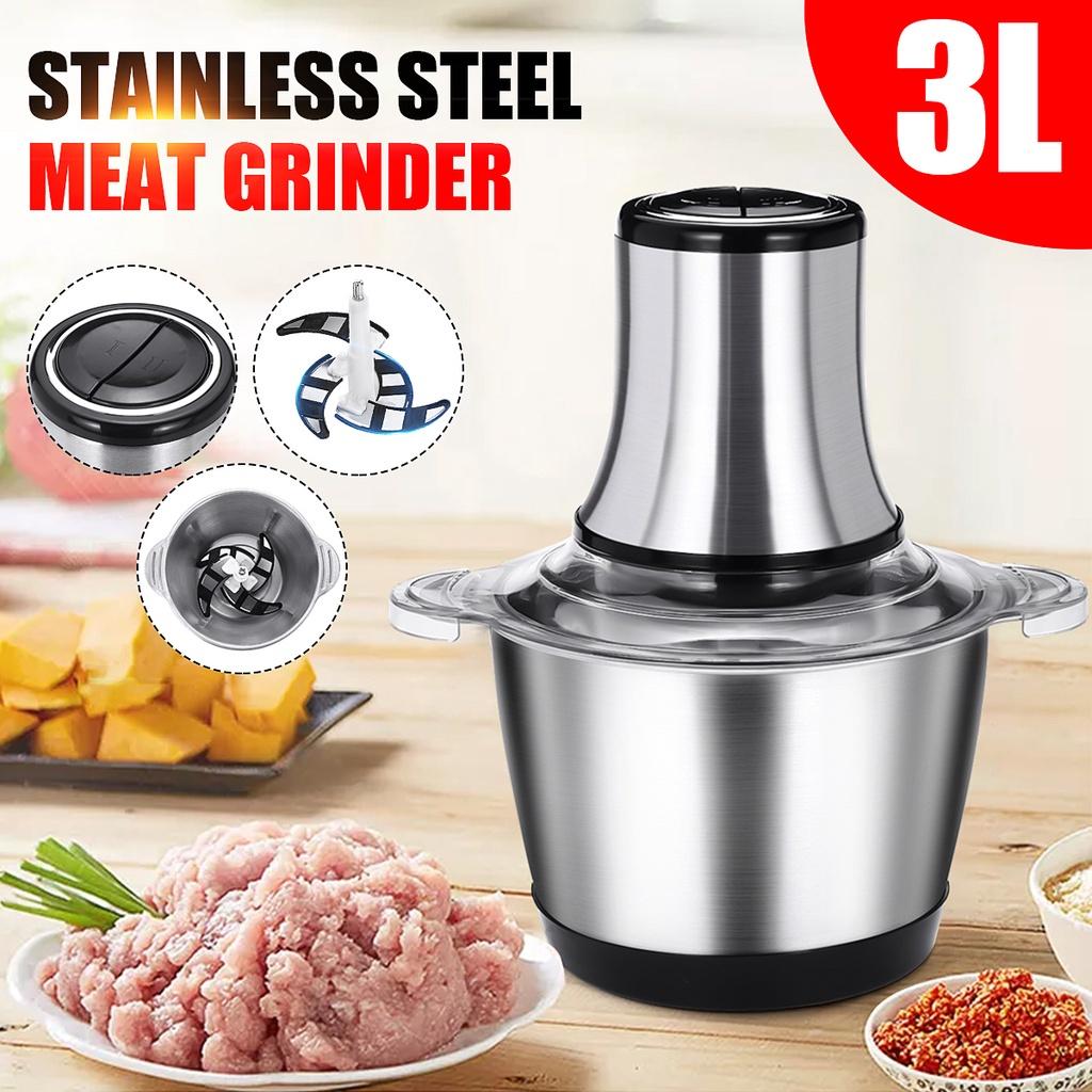 3L Electric Meat Grinder 2 Speeds Stainless Steel Electric Chopper Automatic Mincing Machine Quiet Food Processor 800W