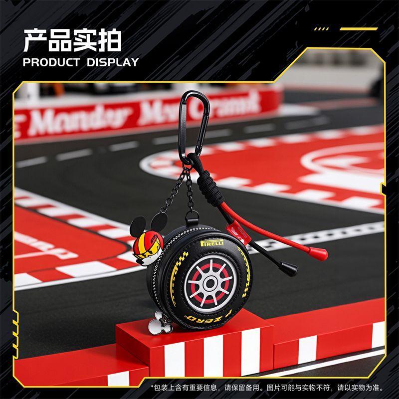 Чехол для наушников Mickey F1 Racing из ПУ-кожи с брелоком, премиальная унисекс портативная сумка для хранения, подарок на день рождения для AirPods
