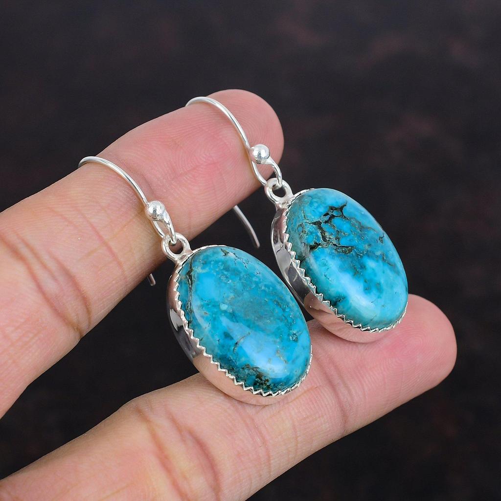 Серьги из тибетской бирюзы, натуральные драгоценные камни, серьги-подвески ручной работы из стерлингового серебра 925 пробы, уникальные стильные серьги, подарки для мамы