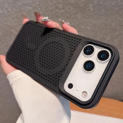 Сетчатый чехол для отвода тепла для беспроводной зарядки MagSafe для iPhone 17 16 15 14 Plus 13 12 Pro Max 17 Air Дышащая жесткая крышка