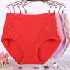 1PC Underwear Cotton Lace Plus Size Panties Lingeries Briefs High Waist Middle-aged Women