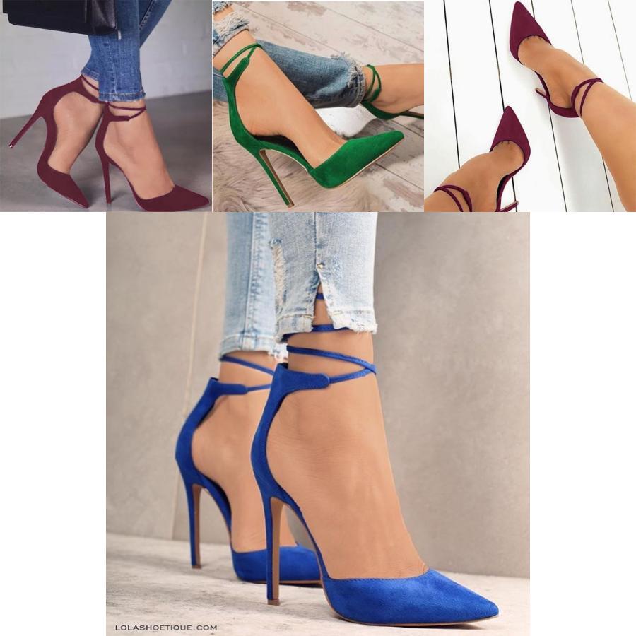 Chic Suede Pointed Shoes For Women With Sexy High Heels And Cross Bandage