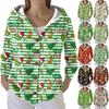 Women's Fashion Casual Sweater Button-Up Print Cardigan  Hooded Jacket