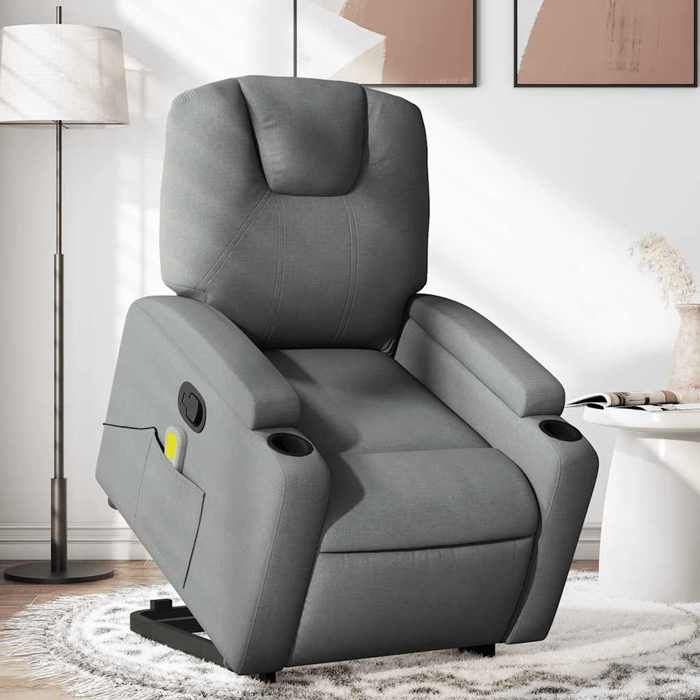 VidaXL Reclining Massage Armchair Dark Grey Fabric 3204381