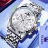 OLEVS Golden Steel Chronograph Moon Phase Mens Watches Top Brand Luxury Quartz Wrist Watches For Men Relogio Masculino