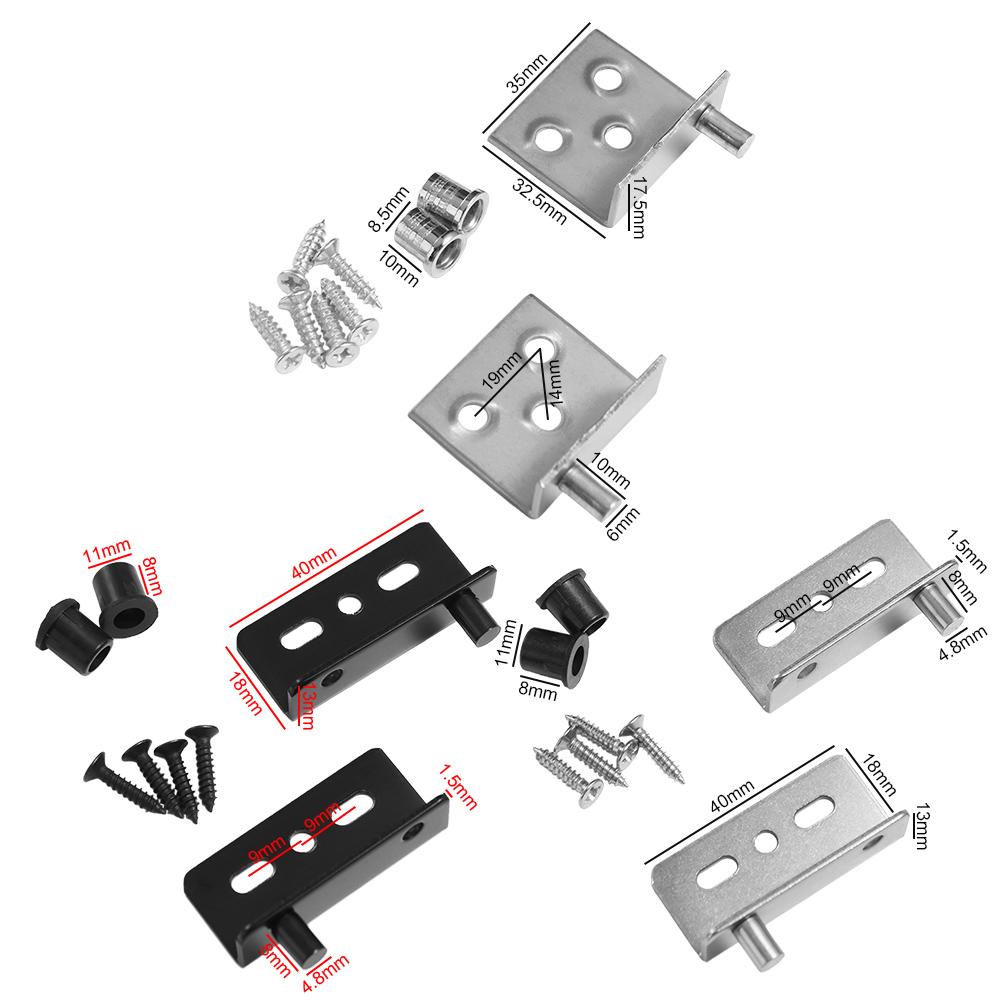 2 шт. Черные/Серебристые Петли-оси из нержавеющей стали, Верхние и нижние зажимы для петель, Скрытый вал, Ящики