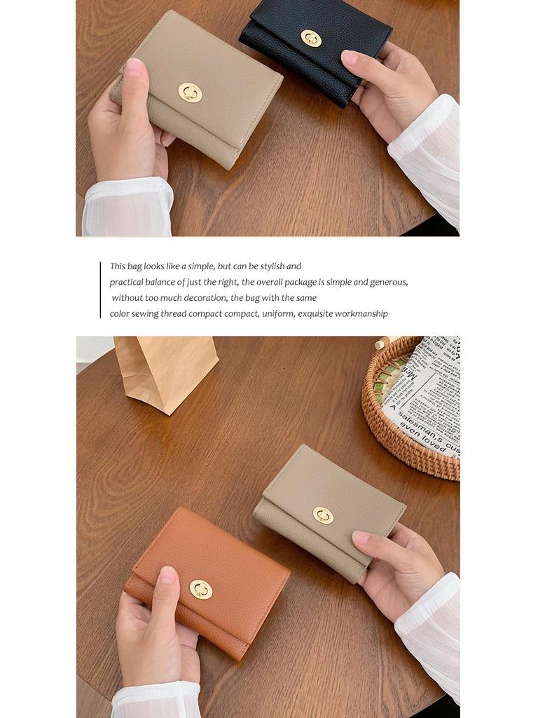 Women's Korean Trend Solid Color Foldable Short Wallet and Card Holder