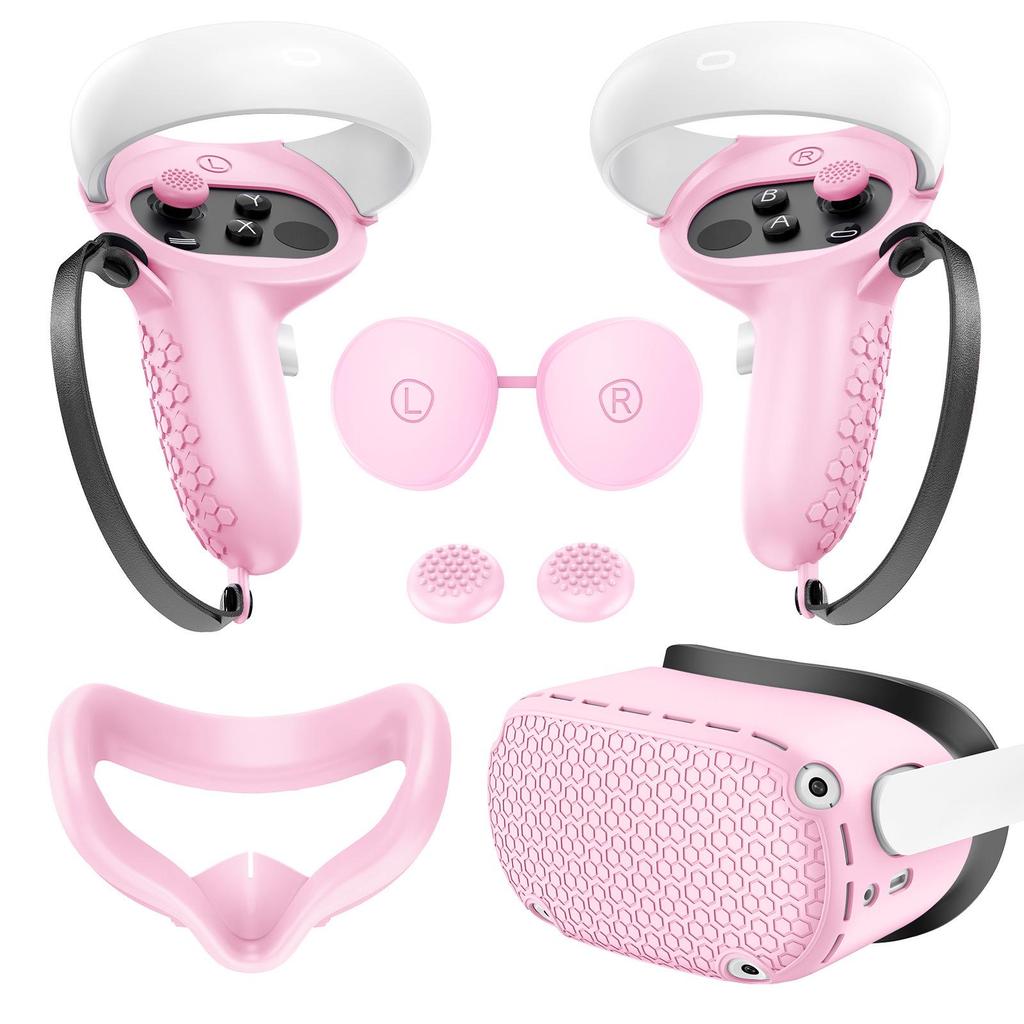 Five-Piece Silicone Protective Case Set for Meta/Oculus Quest 2: VR Controller and Main Unit Covers