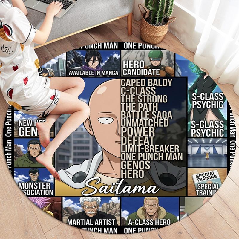 Onepunch Man Round Area Rug Carpet Rug For Living Room Bedroom Sofa Playroom Decor Nonslip Floor Mat