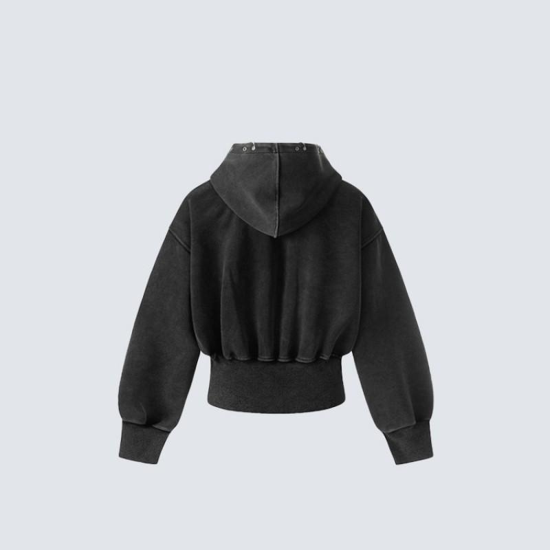 Unisex Gothic Hooded Zip-Up Sweatshirt Streetwear Oversized Long Sleeve Cotton Pullover Teens Adults