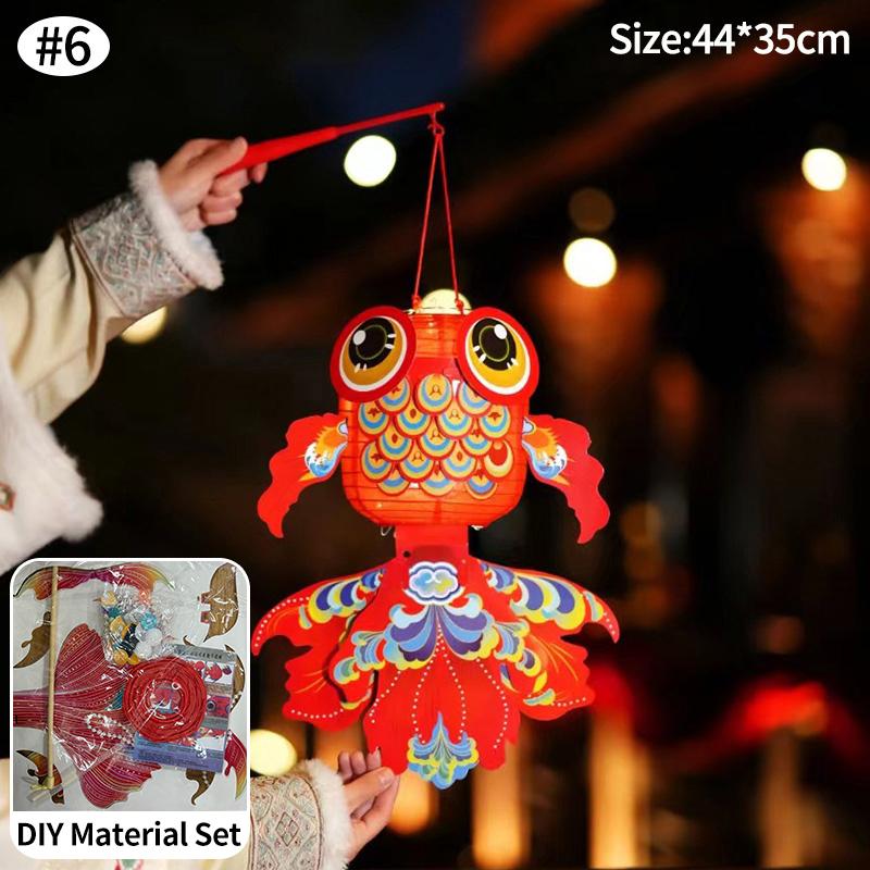 Rabbit Lion Lantern DIY Material Package Handheld Lanterns Party Gift for Friends Chinese New Year Decoration Photo Props 5