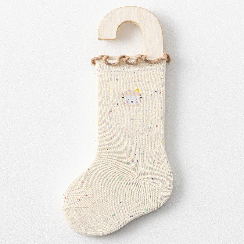 Новорожденная Девочка Гольфы Принцессы с Рюшами до Середины Икры, Хлопок Класса А для 0-3 Лет, Подходят для Весны, Осени, Зимы