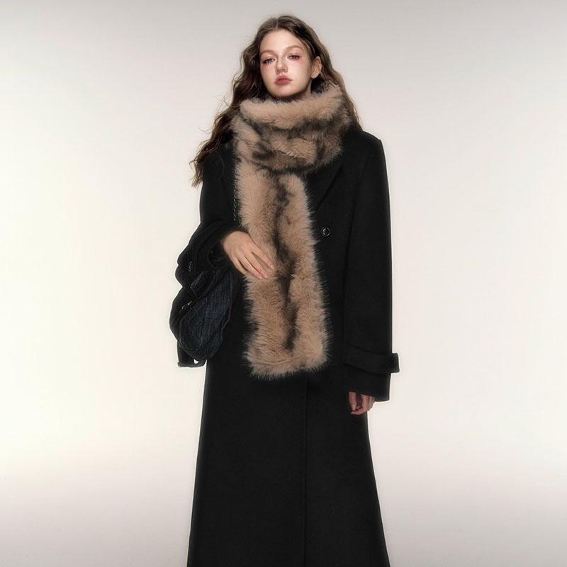 Vintage Lazy Winter Warm Scarf Fashionable Versatile Scarf Double-sided Thickened Plush Temperament Scarf