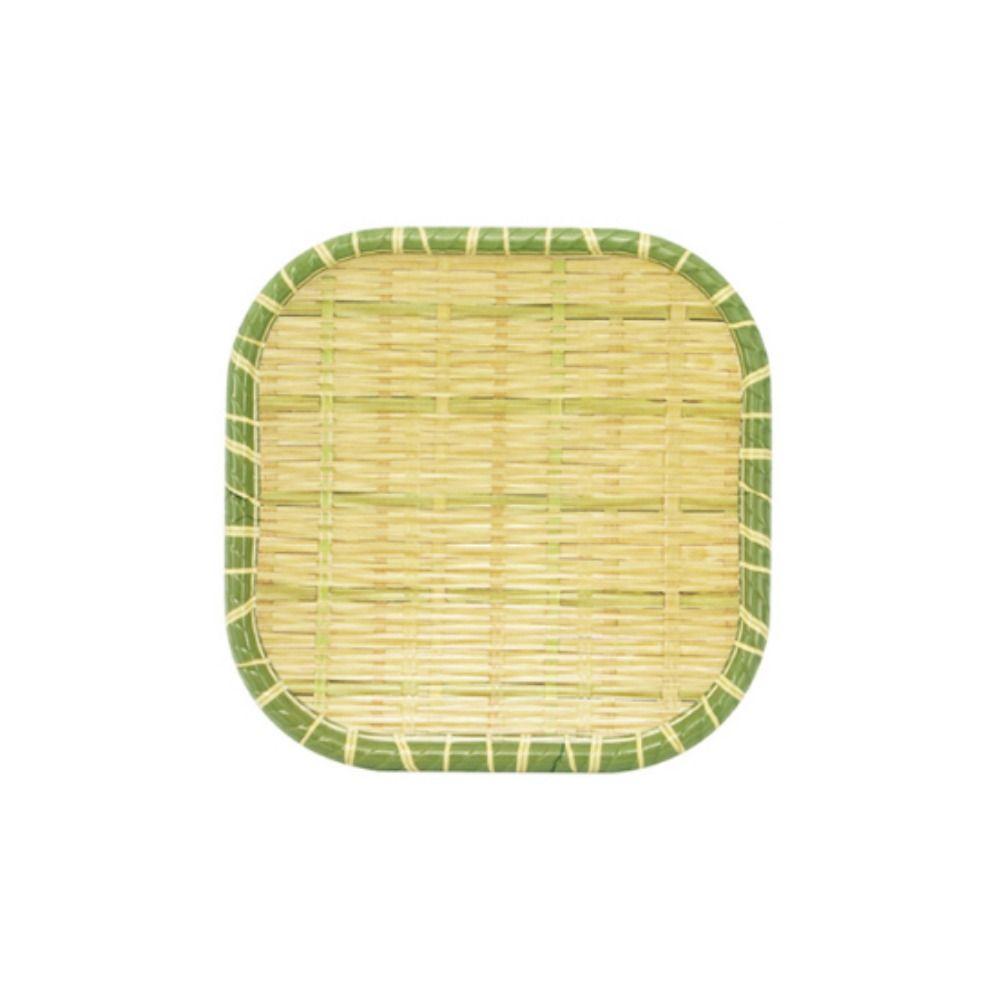 Creative Imitation Bamboo Weaving Hot Pot Vegetable Plate Melamine Multiple Styles Barbecue Plate Green Serving Plate Restaurant
