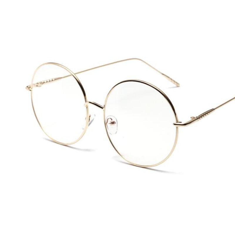 Oversized Round Metal Anti Blue Light Woman Reading Glasses Men Clear Lens Vintage Eyeglasses Presbyopia Large Computer Goggles