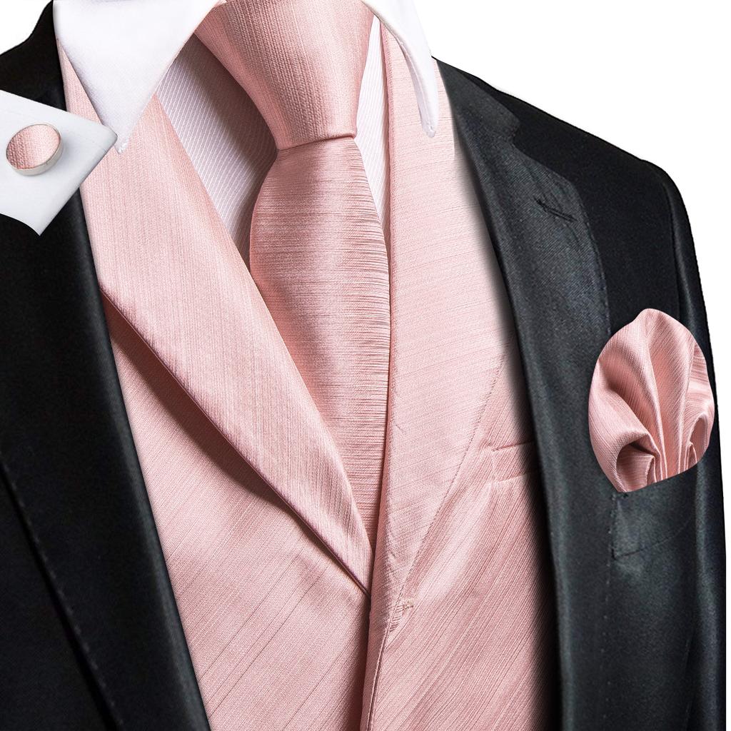 Formal Casual Vest Tie Set Mens Silk Waistcoat Tuxedo Gilet Hankie Cufflinks