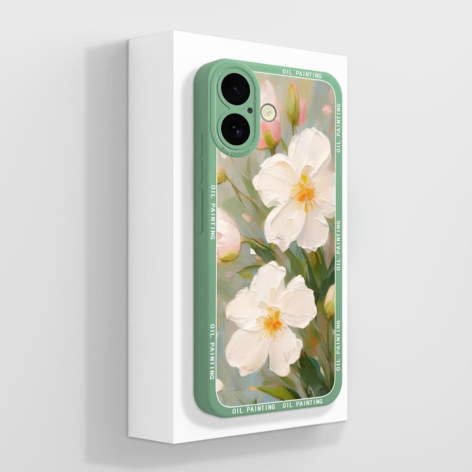Для iPhone 13 14 15 16 16e Pro Max Plus Mini чехол для телефона с красивым узором в виде цветка и бабочки мягкий жидкий силикон противоударный защитный чехол для iPhone