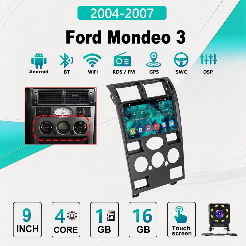 2Din Android Car-Play Car Radio,Ford Mondeo 3 2004-2007,Multimedia Player Head Unit Stereo GPS Navigation BT WIFI,1+16GB